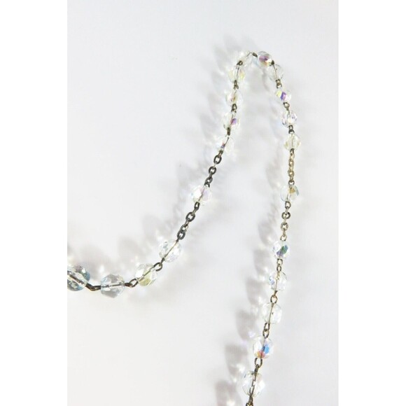 Antique 800 Silver Catholic Holy Rosary Givre Glass Crystal Rosary Beads 14 1/2" - Picture 7 of 11